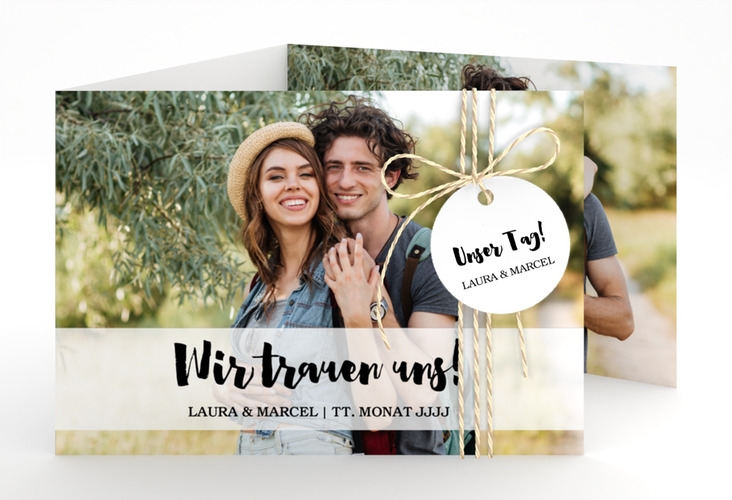 Hochzeitseinladung Mirage A6 Doppel-Klappkarte weiss