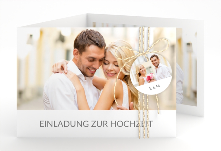 Hochzeitseinladung Vista A6 Doppel-Klappkarte weiss