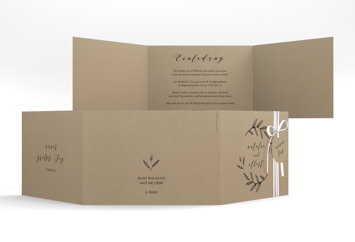 Hochzeitseinladung Naturelove A6 Doppel-Klappkarte schwarz hochglanz
