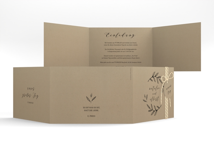 Hochzeitseinladung Naturelove A6 Doppel-Klappkarte schwarz hochglanz