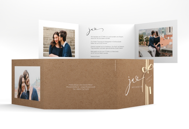 Hochzeitseinladung Jawort A6 Doppel-Klappkarte modern minimalistisch mit veredelter Aufschrift