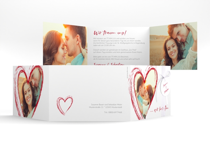 Hochzeitseinladung Liebe A6 Doppel-Klappkarte