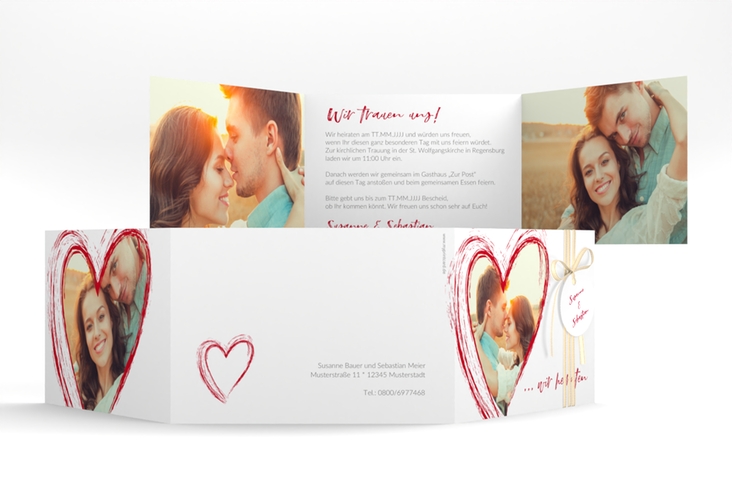 Hochzeitseinladung Liebe A6 Doppel-Klappkarte