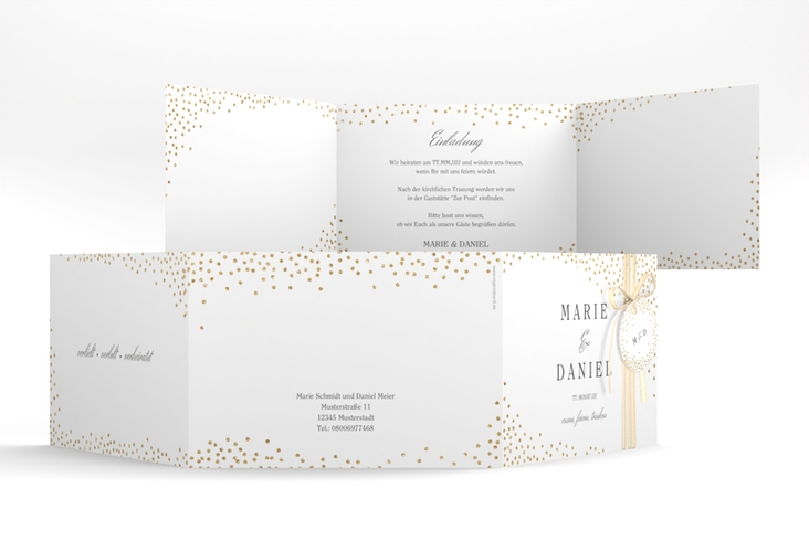 Hochzeitseinladung Glitter A6 Doppel-Klappkarte hochglanz