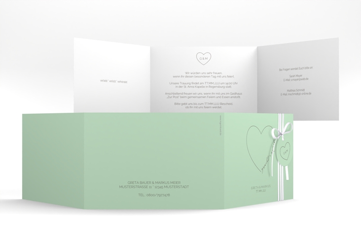 Hochzeitseinladung Lebenstraum A6 Doppel-Klappkarte mint hochglanz