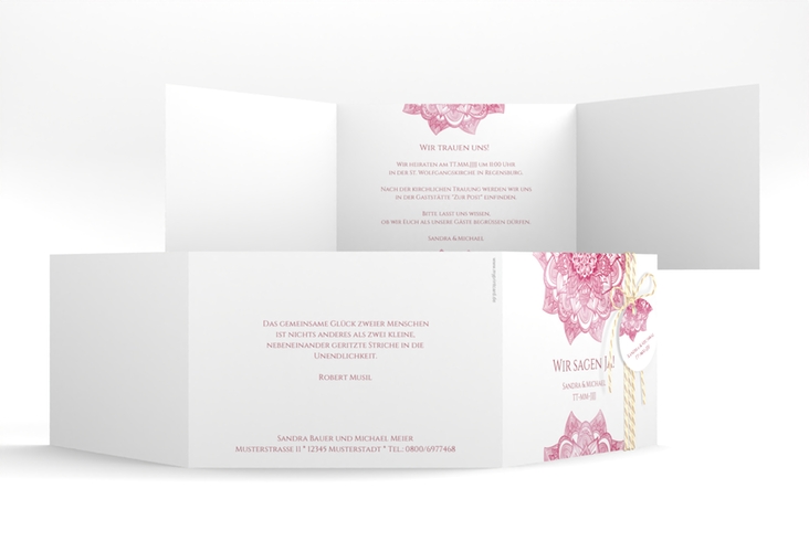 Hochzeitseinladung Delight A6 Doppel-Klappkarte pink