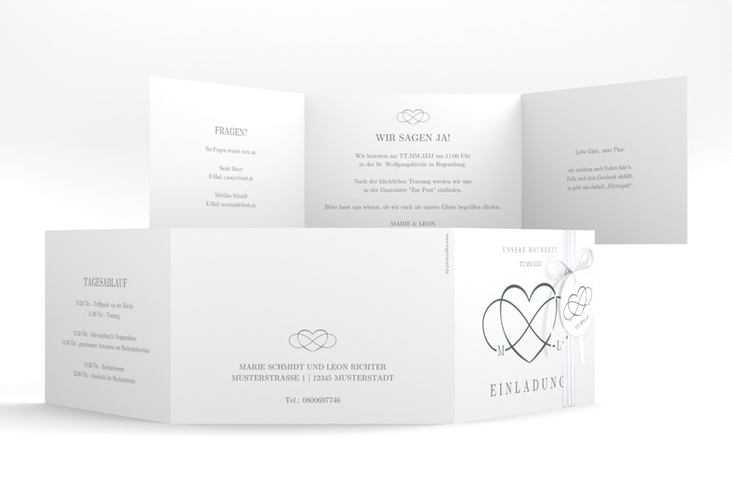 Hochzeitseinladung Infinity A6 Doppel-Klappkarte gruen