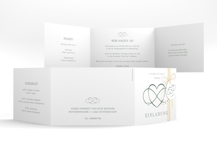 Hochzeitseinladung Infinity A6 Doppel-Klappkarte gruen