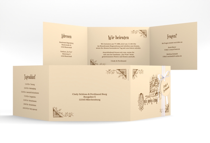 Hochzeitseinladung Storybook A6 Doppel-Klappkarte hochglanz