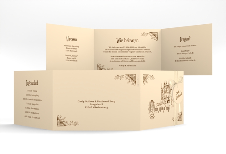 Hochzeitseinladung Storybook A6 Doppel-Klappkarte hochglanz