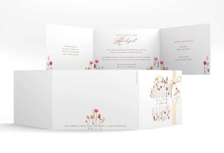 Hochzeitseinladung Driedflower A6 Doppel-Klappkarte hochglanz