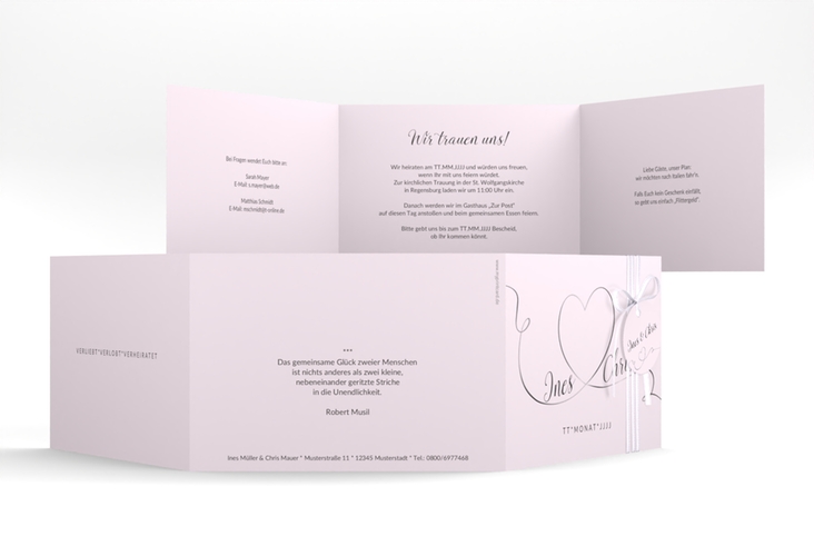 Hochzeitseinladung Dolce A6 Doppel-Klappkarte rosa hochglanz