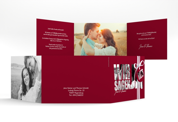 Hochzeitseinladung Letters A6 Doppel-Klappkarte rot