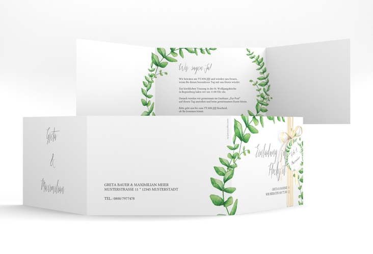 Hochzeitseinladung Botanic A6 Doppel-Klappkarte hochglanz