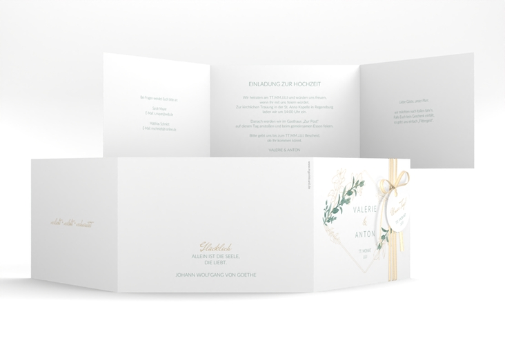 Hochzeitseinladung Verde A6 Doppel-Klappkarte weiss