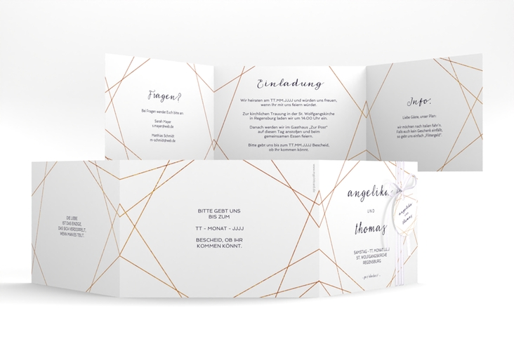 Hochzeitseinladung Asymmetry A6 Doppel-Klappkarte weiss hochglanz
