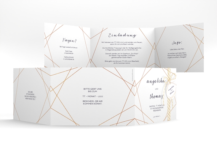 Hochzeitseinladung Asymmetry A6 Doppel-Klappkarte weiss hochglanz