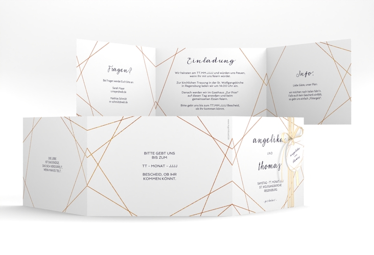 Hochzeitseinladung Asymmetry A6 Doppel-Klappkarte weiss hochglanz