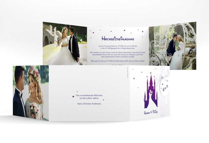 Hochzeitseinladung Castle A6 Doppel-Klappkarte