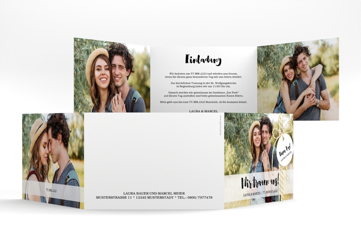 Hochzeitseinladung Mirage A6 Doppel-Klappkarte weiss