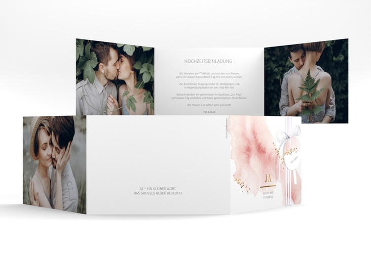 Hochzeitseinladung Pastell A6 Doppel-Klappkarte