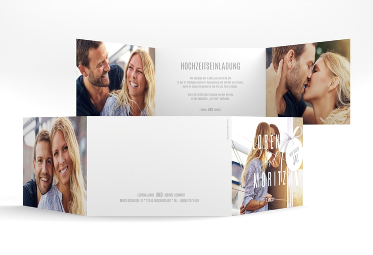 Hochzeitseinladung Memory A6 Doppel-Klappkarte hochglanz
