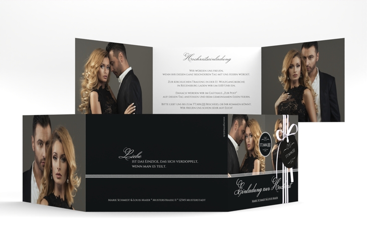 Hochzeitseinladung Elegancy A6 Doppel-Klappkarte
