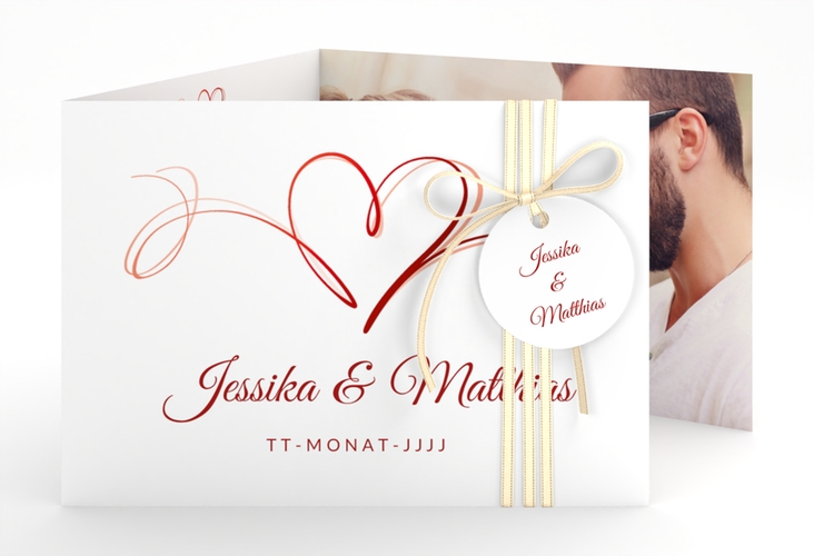 Hochzeitseinladung Envie A6 Doppel-Klappkarte rot hochglanz