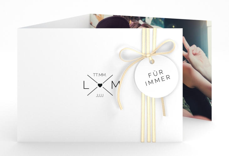 Hochzeitseinladung Initials A6 Doppel-Klappkarte hochglanz mit Initialen im minimalistischen Design