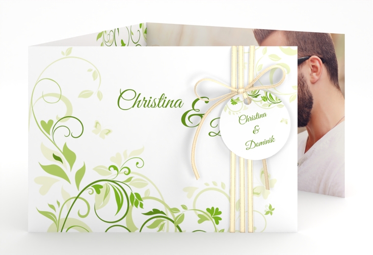 Hochzeitseinladung Lilly A6 Doppel-Klappkarte gruen
