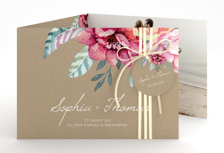 Hochzeitseinladung Blooming A6 Doppel-Klappkarte