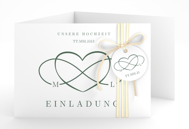 Hochzeitseinladung Infinity A6 Doppel-Klappkarte gruen