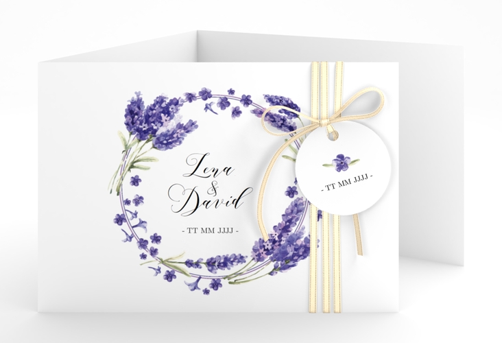 Hochzeitseinladung Lavendel A6 Doppel-Klappkarte hochglanz
