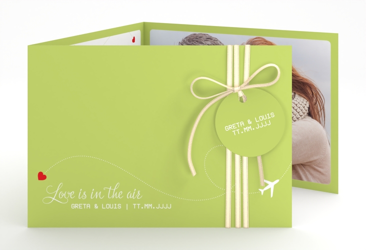 Hochzeitseinladung Weddingpass A6 Doppel-Klappkarte gruen