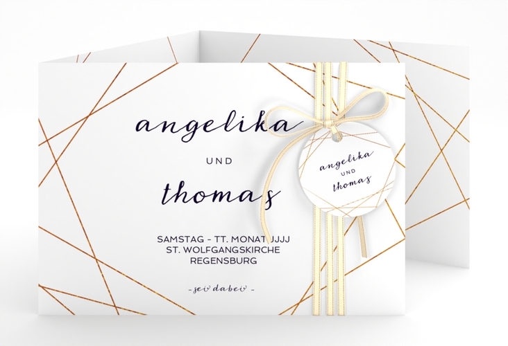 Hochzeitseinladung Asymmetry A6 Doppel-Klappkarte weiss hochglanz