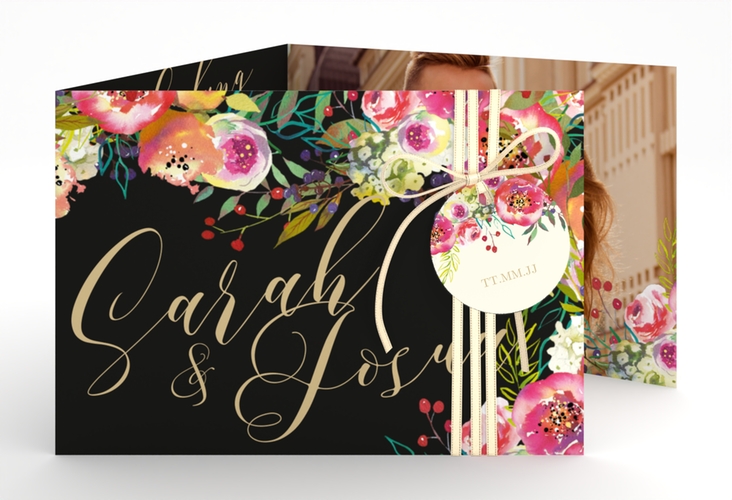 Hochzeitseinladung Flowerbomb A6 Doppel-Klappkarte