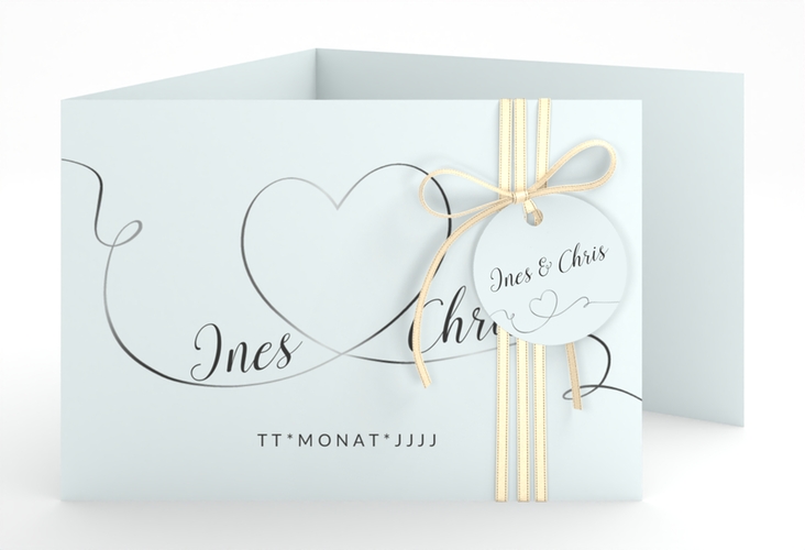 Hochzeitseinladung Dolce A6 Doppel-Klappkarte tuerkis hochglanz