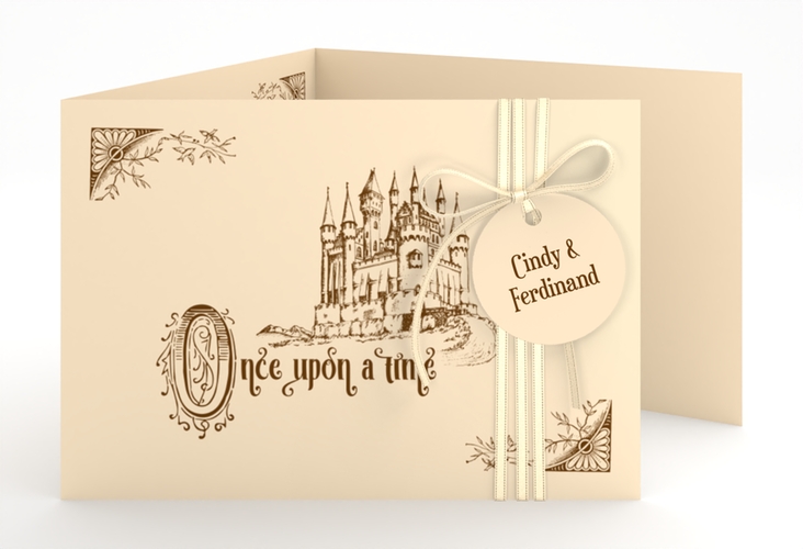 Hochzeitseinladung Storybook A6 Doppel-Klappkarte hochglanz
