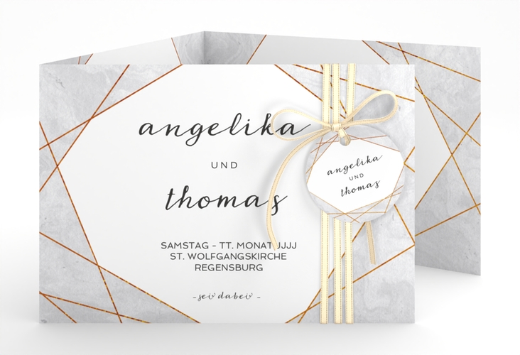 Hochzeitseinladung Asymmetry A6 Doppel-Klappkarte grau hochglanz