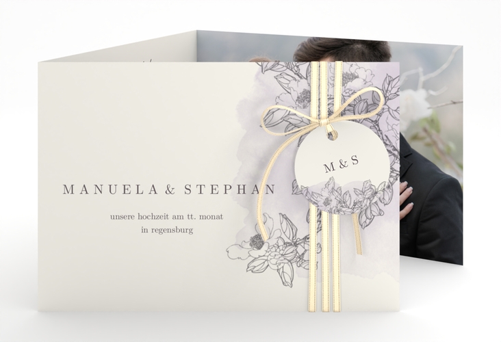 Hochzeitseinladung Artlover A6 Doppel-Klappkarte flieder