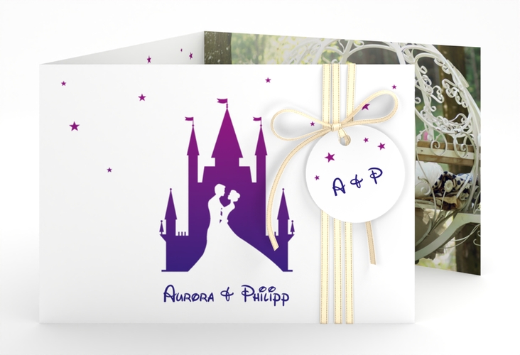 Hochzeitseinladung Castle A6 Doppel-Klappkarte
