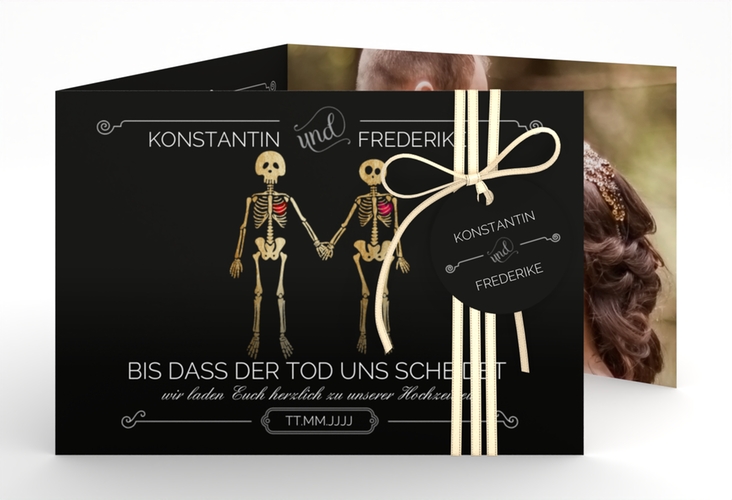 Hochzeitseinladung Bones A6 Doppel-Klappkarte