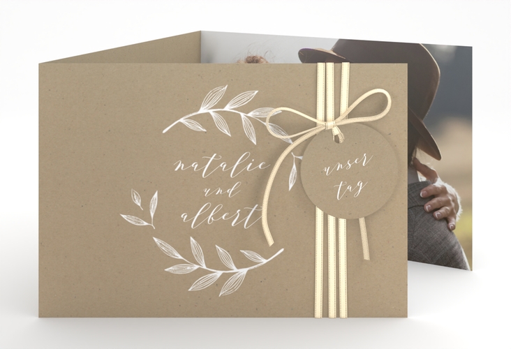 Hochzeitseinladung Naturelove A6 Doppel-Klappkarte weiss