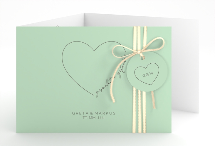 Hochzeitseinladung Lebenstraum A6 Doppel-Klappkarte mint hochglanz