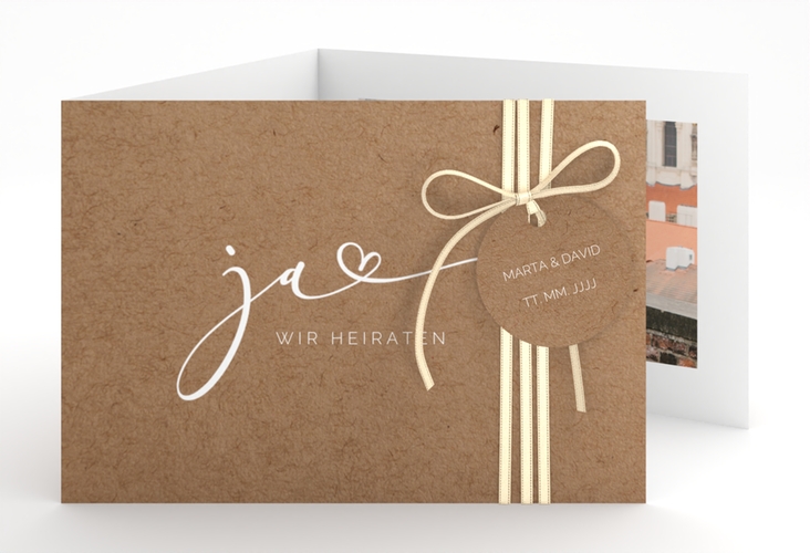 Hochzeitseinladung Jawort A6 Doppel-Klappkarte modern minimalistisch mit veredelter Aufschrift