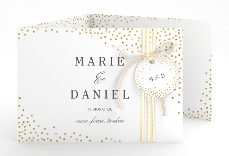 Hochzeitseinladung Glitter A6 Doppel-Klappkarte hochglanz