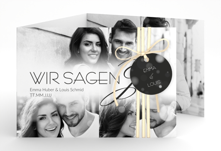 Hochzeitseinladung Bokeh A6 Doppel-Klappkarte