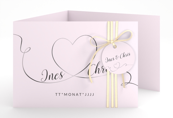 Hochzeitseinladung Dolce A6 Doppel-Klappkarte rosa hochglanz