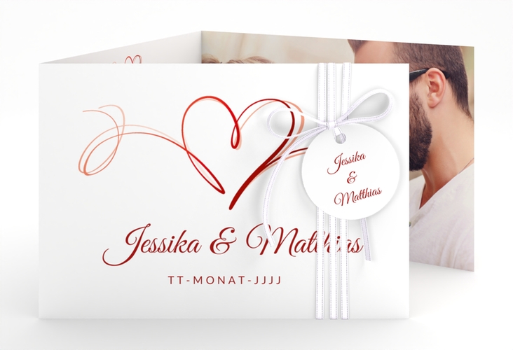 Hochzeitseinladung Envie A6 Doppel-Klappkarte rot hochglanz