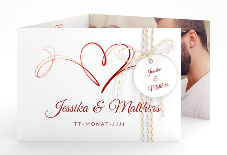 Hochzeitseinladung Envie A6 Doppel-Klappkarte rot hochglanz